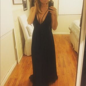 Navy Maxi Dress with plunge neck